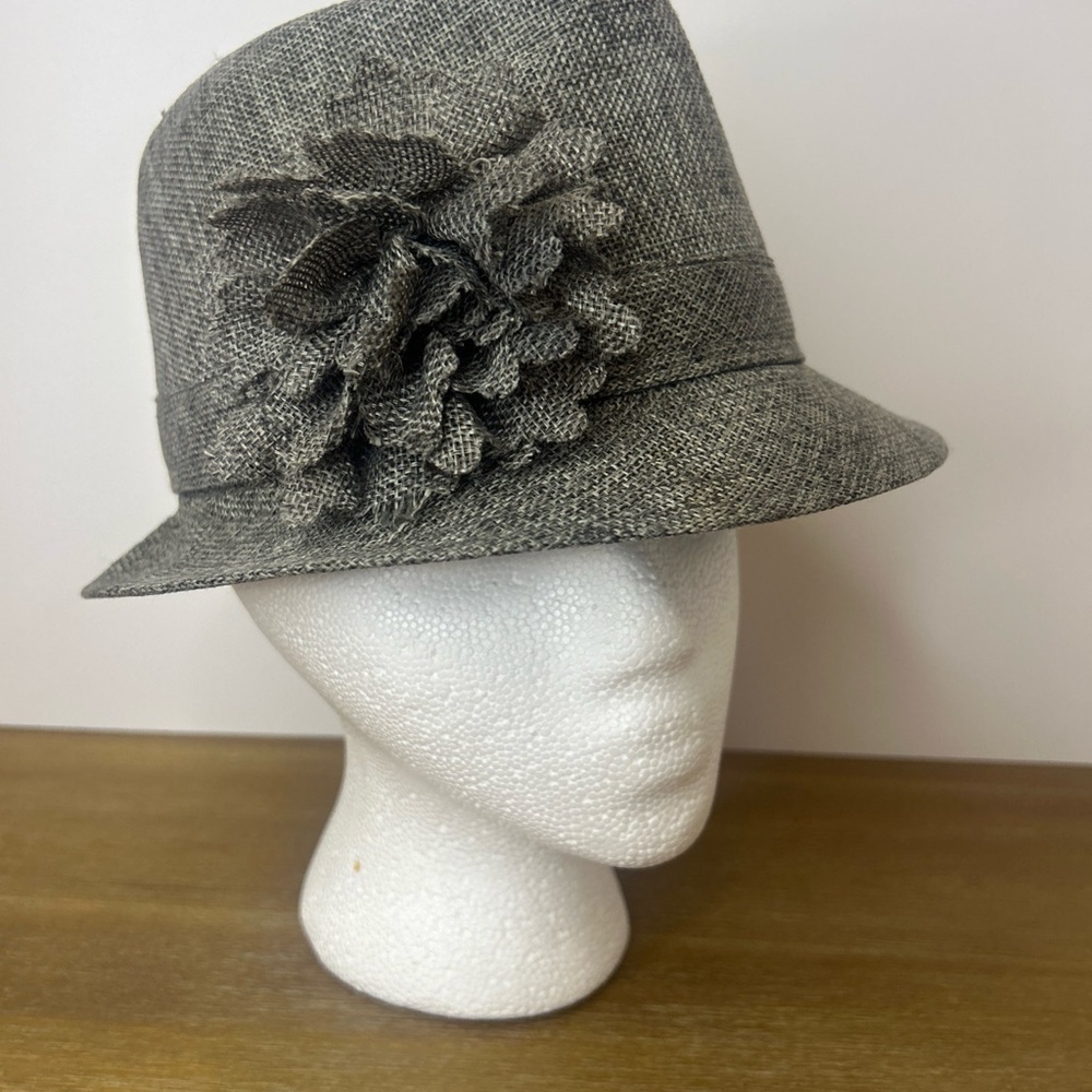 Vintage Ellen Tracy Tweed Gray And Black Fedora One Size Fits Hat - Picture 7 of 7